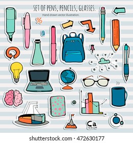 School set. Hand-drawn illustration.
