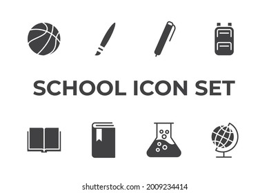 Schulset-Symbol, einzelne Schule-Set-Symbol, Vektorgrafik