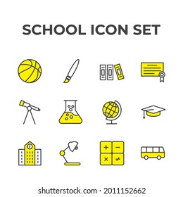 school set icon, isolated school set sign icon, vector illustration