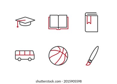 school set icon, isolated school set sign icon, vector illustration