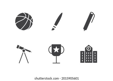 icono conjunto de escuela, icono de signo de conjunto de escuela aislado, ilustración vectorial