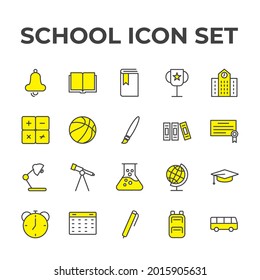 school set icon, isolated school set sign icon, vector illustration