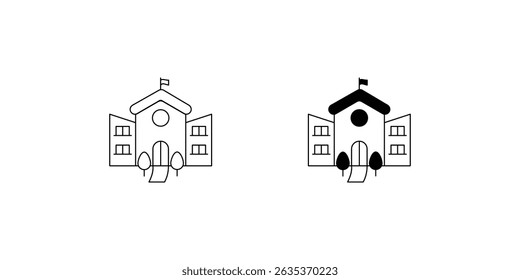Icono de conjunto de escuela con fondo blanco Vector Ilustración de stock