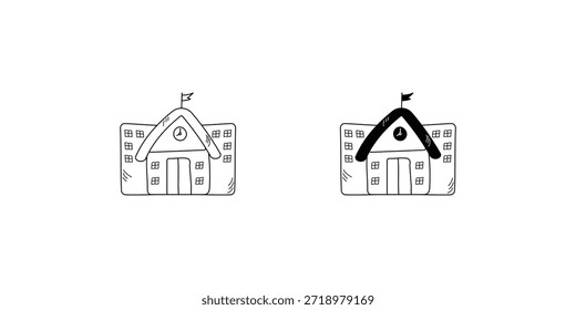 Icono de conjunto de escuela con fondo blanco Ilustración de stock de Vector