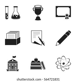 School set icons in black style. Big collection of school vector symbol stock illustration