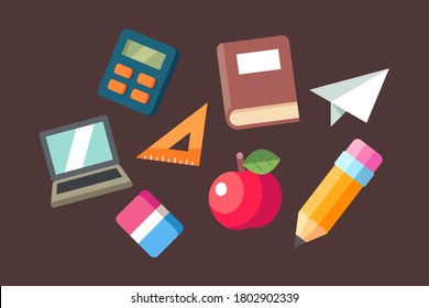Schulsatz-Illustration mit flachem Design