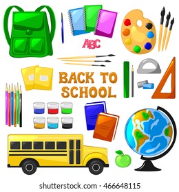 School set isolated objects vector illustration