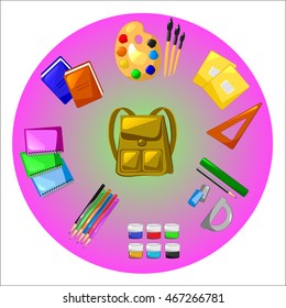 School set isolated objects vector illustration