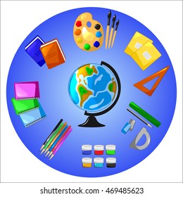 School set isolated objects vector illustration