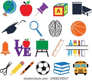 Conjunto de escuelas aisladas en fondo blanco