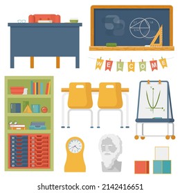 School set or kit furniture, vector icons