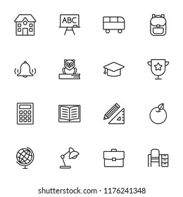 school set outline icons collection line