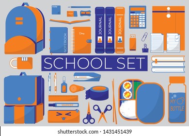 School Set - School supplies, set vector object