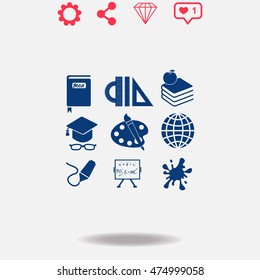 School Set vector icon on grey background.