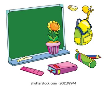 school, set, vector illustration on white background