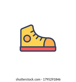 School shoes icon on isolated white background, Shoes filled line icon, School shoes illustration for logo, ui, web, apps, banner, poster, brochure, infographic, etc.