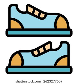 School shoes icon. Outline school shoes vector icon color flat isolated