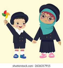 School Siblings Holding Hands in Uniform Walking Together Illustration

They walk side by side, symbolizing togetherness, family, and back to school excitement. Perfect for educational themes