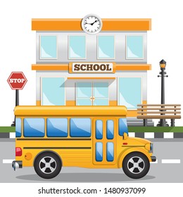 School. Side view. Isolated on white background. Vector illustration.