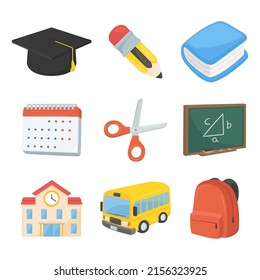 School Sign Emoji Icon Illustration. Classroom Vector Symbol Emoticon Design Clip Art Sign Comic Style.