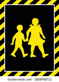 SCHOOL SIGN or SCHOOL ZONE SYMBOL Vector Illustration isolated Black Background