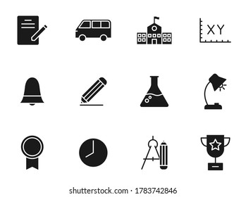 school silhouette vector icons isolated on white. school and education icon set for web, mobile apps, ui design and print