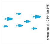 A school of simple fish. Flash illustration. Vector on a white background