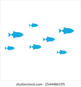 A school of simple fish. Flash illustration. Vector on a white background