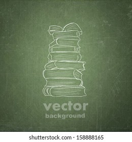 school sketches on blackboard, book vector background