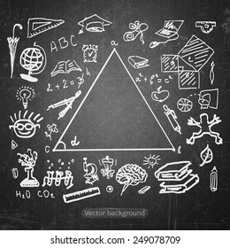 school sketches on blackboard, vector background