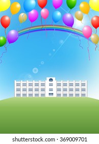 School sky landscape background