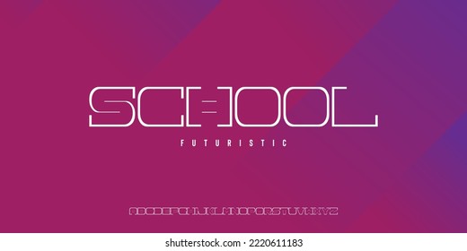 School Slim and minimal typography. Monogram font style. Modern abstract alphabet line font. Illustration and tech font in vector format.