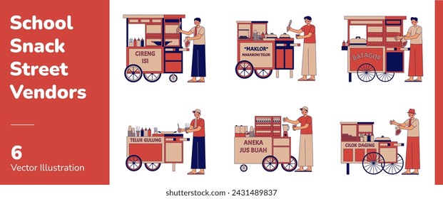 School Snack Street Vendors Illustration