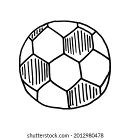 School soccer ball doodle. Hand drawn illustration.