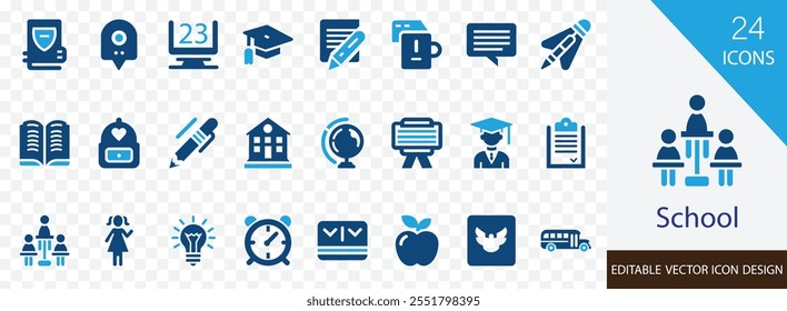 School solid icon set. containing books, classroom, study, science,  chalkboard, library and more vector design 