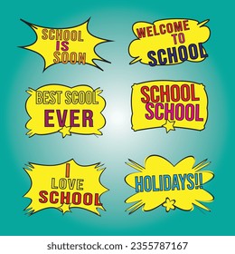 School , speech bubble Pop art comic book text Sound effect