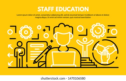 School Staff Education Banner. Outline Illustration Of School Staff Education Vector Banner For Web Design