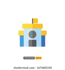 school station icon in isolated on white background. for your web site design, logo, app, UI. Vector graphics illustration and editable stroke. EPS 10.