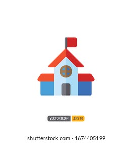 school station icon in isolated on white background. for your web site design, logo, app, UI. Vector graphics illustration and editable stroke. EPS 10.