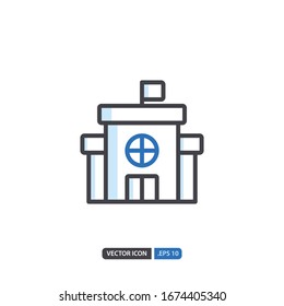school station icon in isolated on white background. for your web site design, logo, app, UI. Vector graphics illustration and editable stroke. EPS 10.