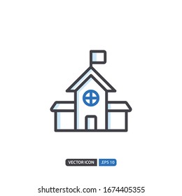 school station icon in isolated on white background. for your web site design, logo, app, UI. Vector graphics illustration and editable stroke. EPS 10.