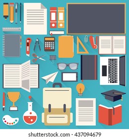 school stationary flat design object