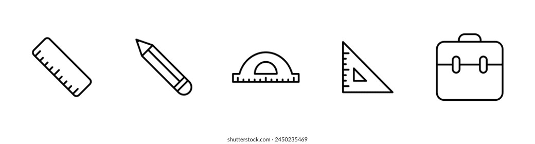 School Stationary Icons Set Vector Illustration education icon Student vector