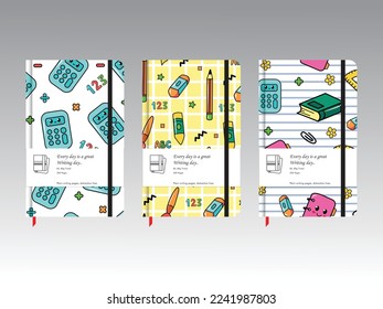 School stationary pattern, note book, Diary Cover Pattern, customizable vector artwork - Powered by Shutterstock - Get 15% off with code: PIKWIZARD15
