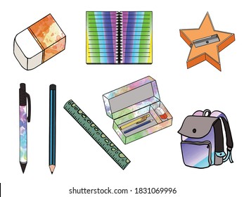 school stationary set collection, Stationary set icon collection