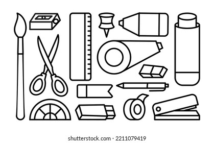 school stationery and art tools isolated on white background vector set 