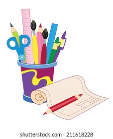 School stationery. Back To School. Vector Illustrations