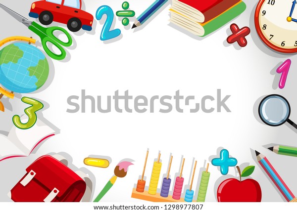 School Stationery Border Illustration Stock Vector (Royalty Free ...