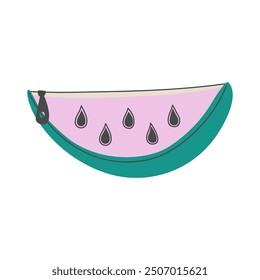 School stationery, cute pencil case. Bright colors watermelon design zippered cosmetic bag. Hand drawn flat design vector illustration isolated on transparent background.