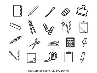 Conjunto de linhas de doodle de papel de carta escolar